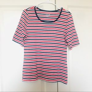 Red White and Blue striped scoop neck T-shirt